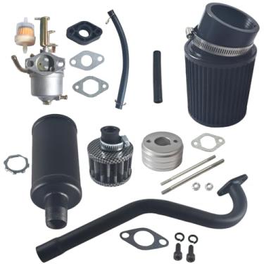 Imagem de VCUJSUC Carburador atualizado carburador adaptador de filtro de ar 58 mm tubo de escape silenciador estágio 2 kit para Coleman CT100U CC100X para Predator 79cc 98cc 3.0hp Mini Bike Go Kart Motor Motor