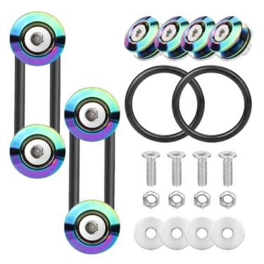 Imagem de Kit de liberação rápida para porta-choques, fecho de para-choque dianteiro traseiro de liberação rápida, kit de parafusos de aço inoxidável para para-choques de carro, 4 abas de liberação rápida com 2