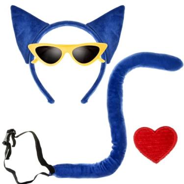 Imagem de Delicate Dew Blue Cat Ears Headband Cat Tail Set Cat Dress Up Halloween Costume(Blue)