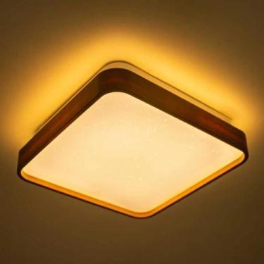 Imagem de Lustre Plafon sobrepor Acrílico Amadeirado 12W 28x28cm 3000K Premium O