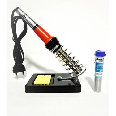 Imagem de Kit suporte com esponja + estanho + ferro de solda 60w 110v - Mxt