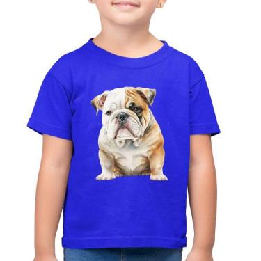 Imagem de Camiseta Algodão Infantil Bulldog-Inglês - Foca na Moda, Azul royal, 6