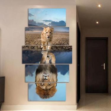 Imagem de lConjunto Quadro Decorativo Mosaico Com Foto Personalizado Leão  PVC D