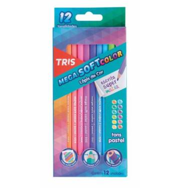 Imagem de Lápis De Cor Mega Soft Color 12 Cores Tons Pastel Tris