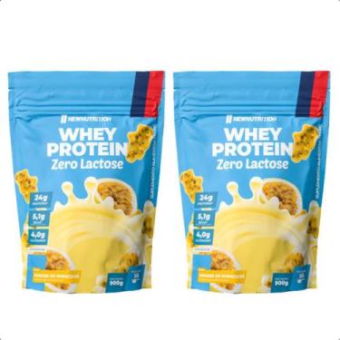 Imagem de Kit 2un Whey Protein Zero Lactose 900g New Nutrition, Mousse de Maracu