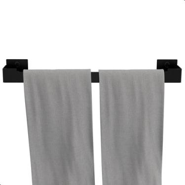 Imagem de Porta Toalha Banho Suporte De Banheiro Toalheiro Preto UN.ELG - Unidas
