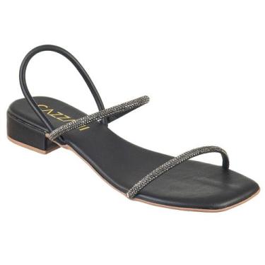 Imagem de Sandália Macia Feminina Salto Baixinho Casual Brilho Estilo - Cazzani,