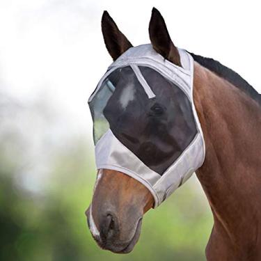 Imagem de Harrison Howard CareMaster Máscara de mosca de cavalo padrão prata/preto retrô pequeno pônei
