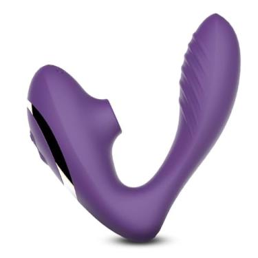 Imagem de Vibrador Casal Sugador de Clitóris Estimulo Ponto G 10 Modos de Vibração Carlota 14cm x 4,5cm Silicone Flexível Recarregável