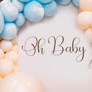 Imagem de Decalque de parede Oh Baby - Oh Baby Shower Party Decor Adesivos de parede para revelação de gênero, aniversário, artigos de festa de batismo de bebê bem-vindo, cenário de cabine fotográfica