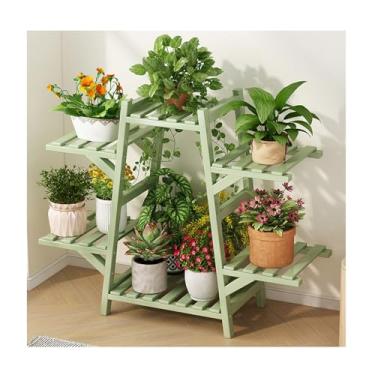 Imagem de Flower Rack，Plant Stand Indoor Outdoor，Tier Plant Stand ，Step Flower Stand，Storage Rack，Simple Plant Stand，Floor-Standing Glower Rack，for Living Room Balcony Garden，Yellow，Green(Green A)