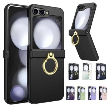 Imagem de Capa Case Protetora Compatível Sannsung Galaxy Z Flip 5 / Z Flip 6 Anel de Suporte Rotativo Luxuosa Premium (CINZA, Z FLIP 5)