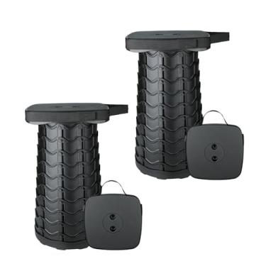 Imagem de Pacote com 2 banquetas dobráveis Boreeman, formato quadrado, leve, mas mais resistente, com capacidade de carga de 181 kg, banco portátil atualizado para acampamento, pesca, caminhadas, churrasco