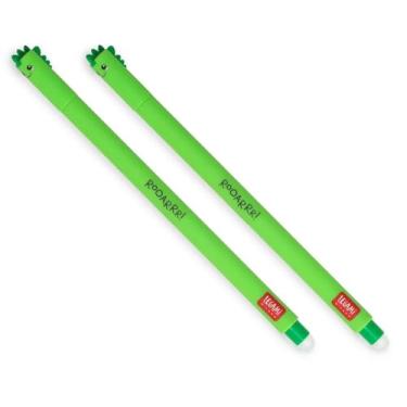 Imagem de LEGAMI Caneta de gel apagável – Dino, tinta termossensível, ponta de 0,7 mm de diâmetro, 15 cm de comprimento, tinta verde (pacote com 2)