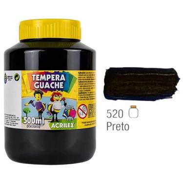 Imagem de Tinta Tempera Guache Escolar Atóxica Acrilex - Pote 500ml, Preto - 520