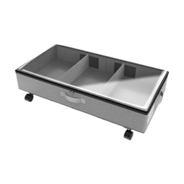 Imagem de ＫＬＫＣＭＳ Caixa de organizador de contêiner de armazenamento de armazenamento de armazenamento grande resistente com tampa transparente com rodas para edredom, Cinza