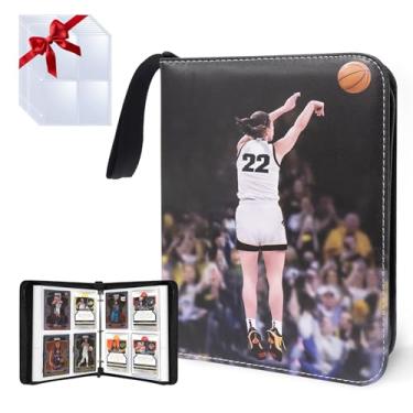 Imagem de WTVIDAS Pasta Para Cartões De Basquete, 4 Bolsos Com 60 Capas Para Até 480 Cartões Pasta Para Cartões De Basquete, Livro Portátil À Prova D'Água Para Armazenamento De Cartões Com Capas Para Coleção