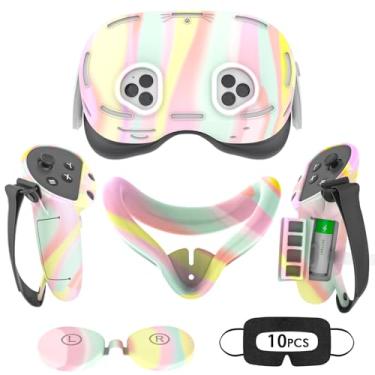 Imagem de Rechale Conjunto De Capa De Silicone Compatível Com Oculus/Meta Quest 3S, Acessórios Vr Para Meta Quest 3S, Conjunto De Capa Protetora Inclui Capa Para Controle, Capa Para Rosto, Capa Vr Shell (Maca