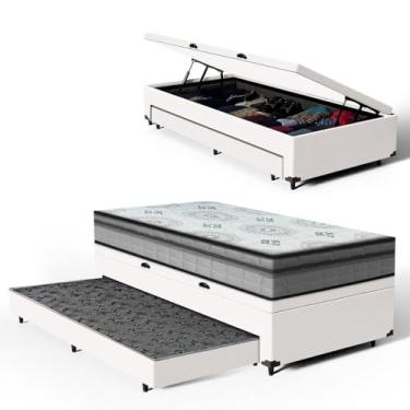 Imagem de Bicama Box Baú Solteiro com Colchão Espuma D33 Pillow In Anjos Ortosleep + Auxiliar Unique 88cm (Branco)