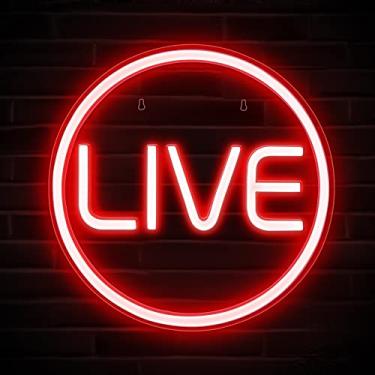 Imagem de Lumoonosity Letreiros De Neon Live - Luzes De Neon Led Live On Air Para Twitch, Tiktok, Streamers/Jogadores Do Youtube - Letreiro Legal Para Transmissão/Gravação Ao Vivo - Letreiro Redondo De Led Pa