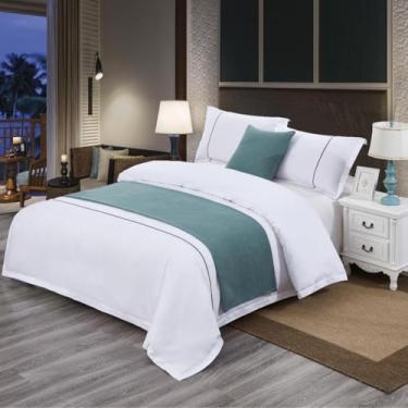 Imagem de Corredores de cama de cor sólida para os pés da cama, cachecol macio para a pele, tapete de sofá sem desbotamento para quarto/verde hotel||1 fronha