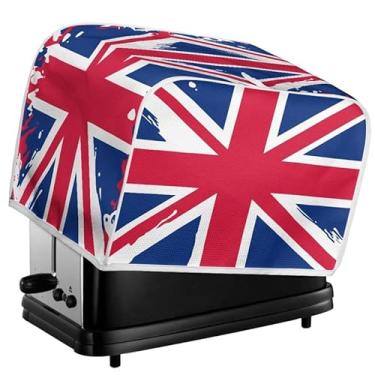Imagem de Daulesho Bandeira Britânica Torradeira Capa Antipoeira Aquarela Union Jack 2 Fatias Capa de Máquina de Fazer Pão Vermelho Azul Bandeira da Grã-Bretanha Cozinha Pequenos Capas Lavável Resistente a