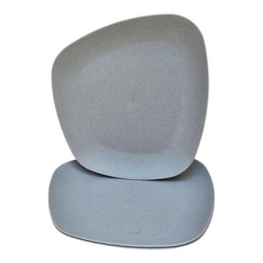 Imagem de Jogo 03 Pratos Plastico Duro Resistente Refeições Cinza - Azzu