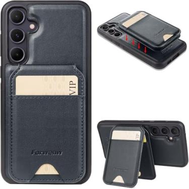 Imagem de MRRSIWEI Capa para Samsung Galaxy A56 com suporte de cartão destacável 2 em 1, couro PU à prova de choque durável com suporte para mulheres e homens, capa para Samsung Galaxy A56.2 em 1 preta