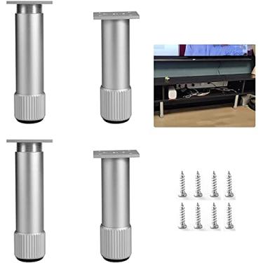 Imagem de Pés de substituição Pernas de móveis de metal ajustáveis para armários de TV, mesas de café, poltronas, pernas de sofá duráveis estáveis com parafusos placas de montagem (tamanho: 12 cm/4,7 pol.) (6