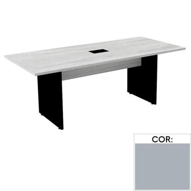 Imagem de Mesa de Reunião com Caixa de Tomada Retangular 200 x 90 cm Pé Painel PE25 em mdp Cinza Base Cinza
