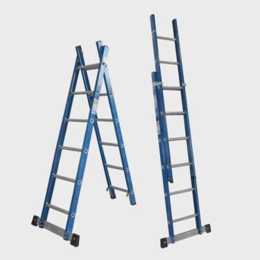 Imagem de Escada em Fibra Tesoura Extensível 6x10 Degraus 1,90x3,20m Premium Wbertolo