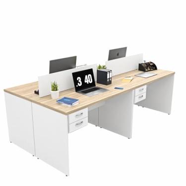 Imagem de Estação De Trabalho Mesas 120x60cm 4 Lugares C/Gav Netmobil (Dubai/Branco)