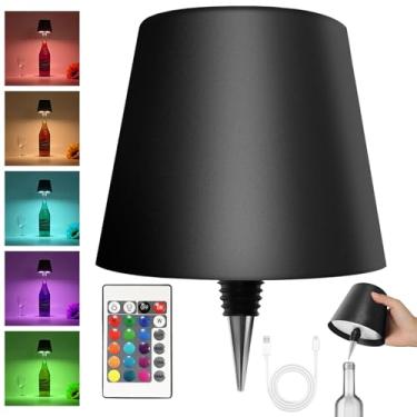 Imagem de Lâmpada de garrafa sem fio 2025 – Luzes de LED para garrafas de bebidas e vinho, abajur sem fio, luz superior de garrafa de uísque, kit de luz noturna de rolha de garrafa, controle remoto RGB