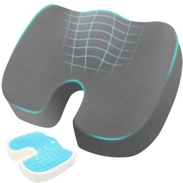 Imagem de Almofada para Coccix de Gel, Almofada Coccix, Almofada Cadeira Escritorio 40*34*7CM, Ergonômico Almofada para Hemorroida, Em forma de U Almofada Cadeira, Almofada Hemorroida, Almofadas para Cadeira