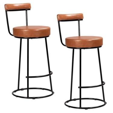 Imagem de Kit 2 Banquetas Miami 96cm material sintético - Salaone, Amarula