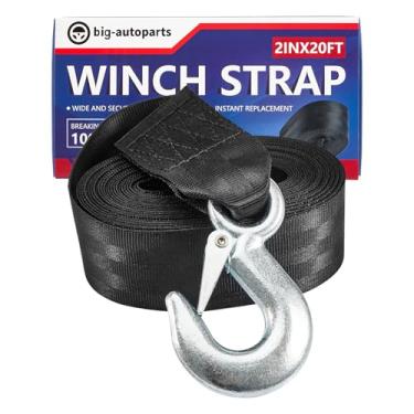 Imagem de Alça de guincho de reboque de 5 cm por 5 metros com gancho de alça resistente de reposição de 500 kg de força de ruptura de capacidade de carga para barco, jet ski, preta (1 unidade)