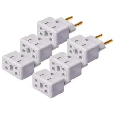 Imagem de Kit 6 Adaptador Tomada 10A e 20A - Adaptador Universal - 20A para 10A - Tomadas Americana, Tomada Europa, 3 Pinos, T, bob esponja - Acessórios Para Viagem