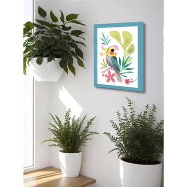 Imagem de Quadro Decorativo Calopsita Abstrata Sala Escritório + Vidro - Genéric