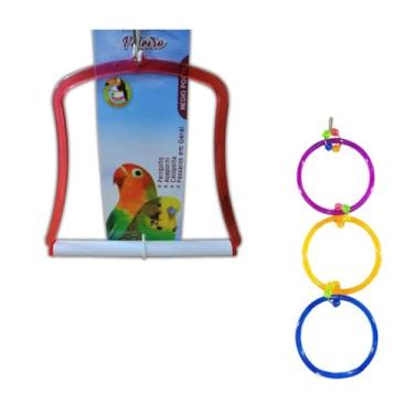 Imagem de Balanço Poleiro e Argolas Brinquedos Para Calopsitas Agapornis Periquitos