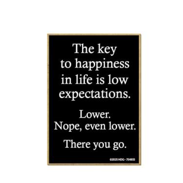 Imagem de Honey Dew Gifts, The Key to Happiness in Life is Low Expectations, Ímãs engraçados, ímãs de geladeira, ímãs de geladeira, decorações de armário, 6,3 cm por 3,5 polegadas, 754855