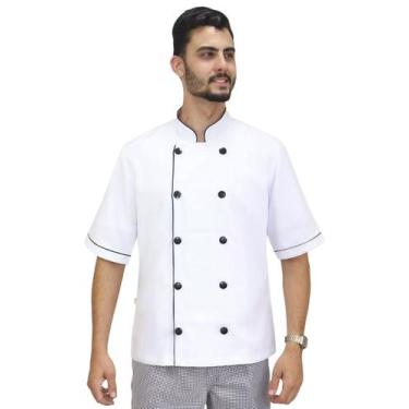 Imagem de Dolmã chef cozinha masculino manga curta - Demorgan Uniformes, Branco,