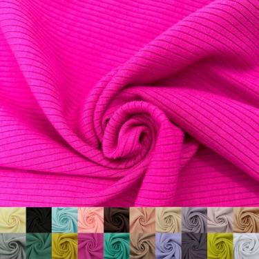 Imagem de Stylish FABRIC Tecido de malha canelada 134.6 cm de largura 4x2 da Yard – Mistura de poliéster rayon elastano – 370 g/m² – pesado, vestidos elásticos em 4 vias, leggings, loungewear e artesanato de