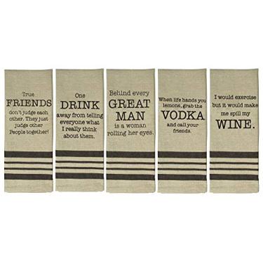 Imagem de Toalhas de prato divertidas para cozinha com tema de bebida alcoólica com vinho, 5 toalhas de saco de farinha