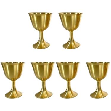 Imagem de STOBAZA 6 peças de cálice medieval vintage cálice cálice de ouro copos de vinho de metal de cobre copos de vinho medievais copos de shot em relevo para primeira comunhão altar decoração de casamento