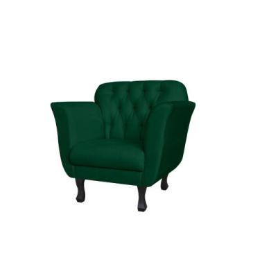 Imagem de Poltrona Decorativa Dália Suede Verde Pés Madeira Mz Decor - Mazzero D