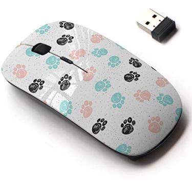 Imagem de Mouse sem fio 2,4 G com design de padrão fofo para todos os laptops e desktops com nano receptor - Doodle Dog Paw