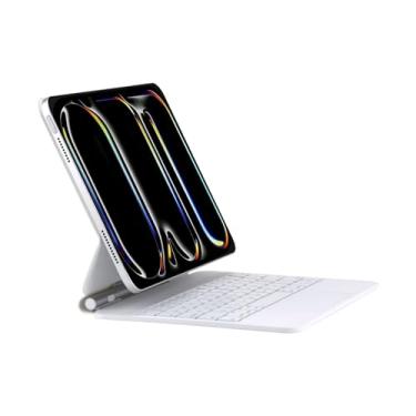 Imagem de QUARK Capa Magic Keyboard para iPad Pro de 13 polegadas (M4) 2024, iPad Pro 13 polegadas com trackpad multitoque, suporte magnético de fácil configuração, retroiluminado, branco