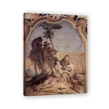 Imagem de Shepherds acompanham Giovanni Battista Tiepolo Impressão em tela – Obra-prima rococó barroca, pintura escolar de Veneza, pintura a óleo decorativa para galeria doméstica 30 x 39 cm