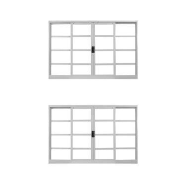 Imagem de Kit Com 2 Janelas De Aço De Correr 100x150cm 4 Folhas Minas Sul Mgm Branco
