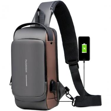 Imagem de Pochet Masculina Com Cadeado à Prova Dágua Anti-roubo Cinza